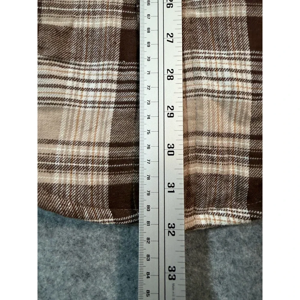Wrangler Mens Brown Plaid Quilted Lined Flannel Shirt Jacket Size S Button Up